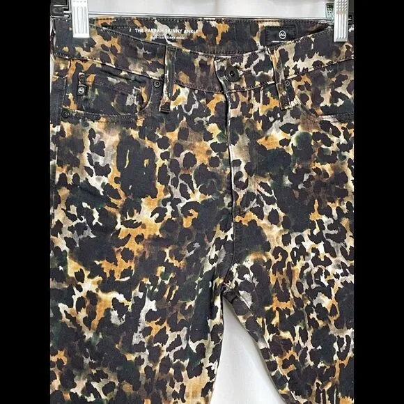 AG Farrah High Waist Skinny Jeans Leopard Print 27R