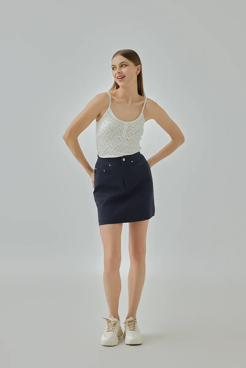 Ally Back Elastic Mini Pencil Skirt