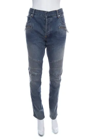 Balmain Denim Moto Skinny Jeans SZ 34