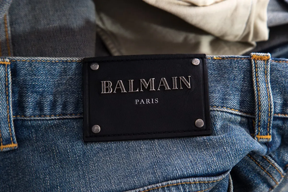Balmain Denim Moto Skinny Jeans SZ 34