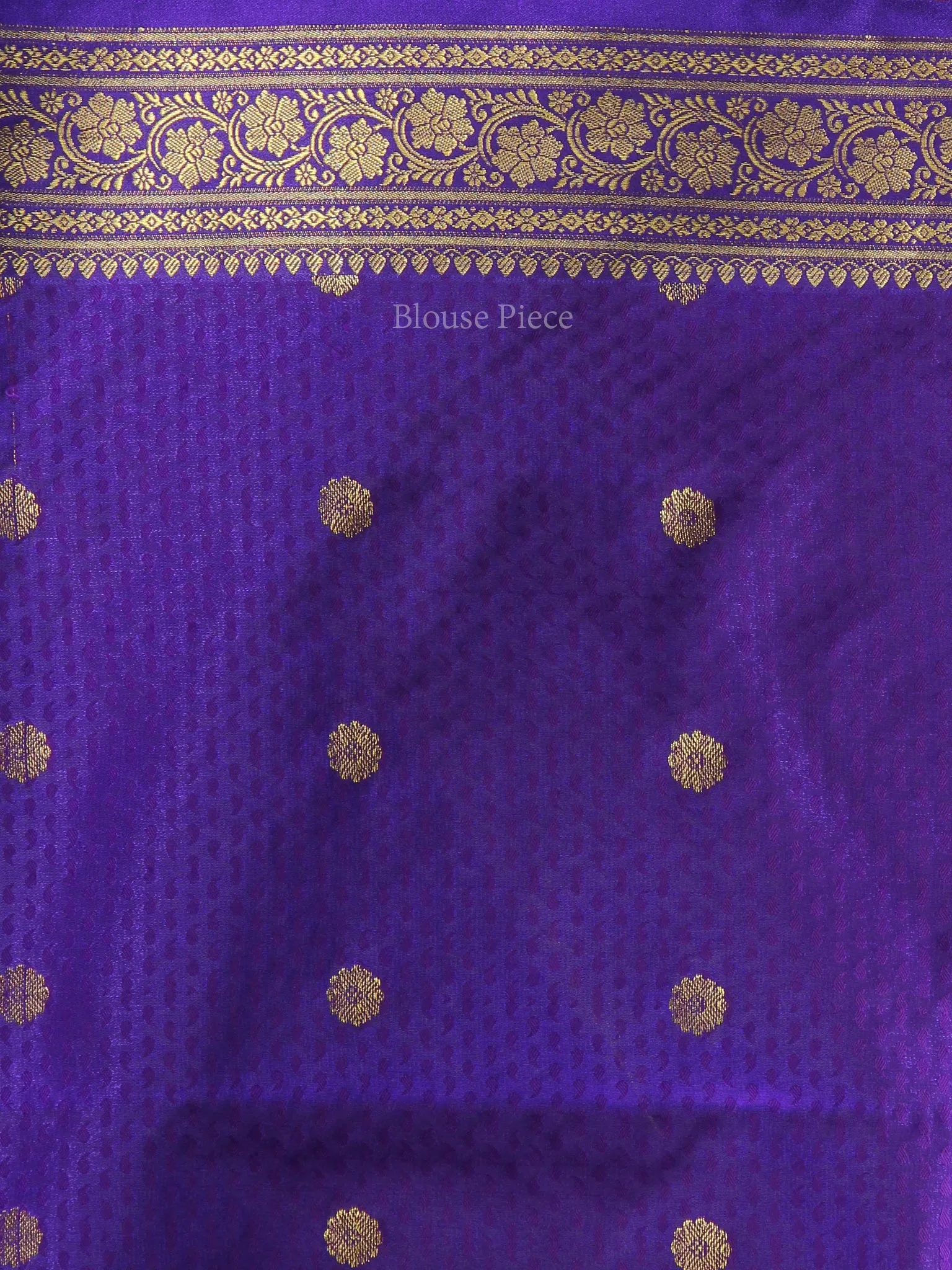 Banarasee Art Silk Self Weave Saree With Zari Work - Green Purple Gold  - S031704379