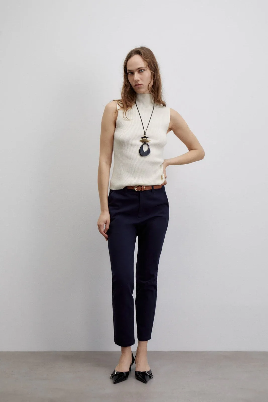 Belted chino trousers - Navy