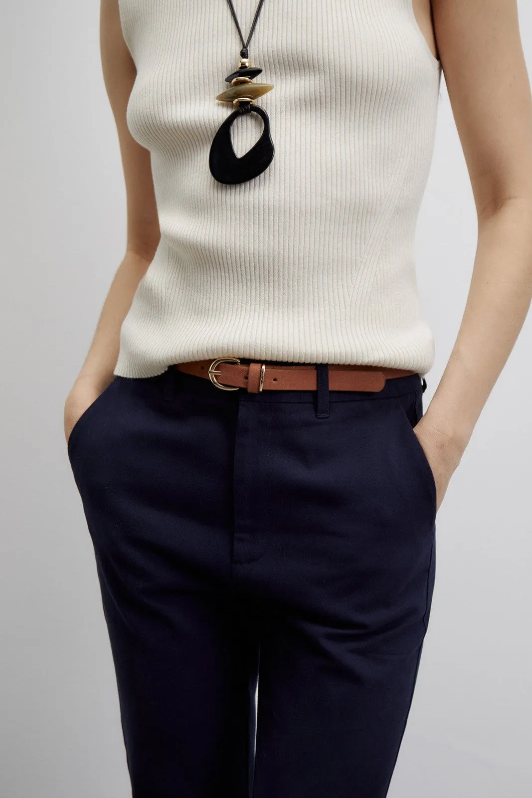 Belted chino trousers - Navy