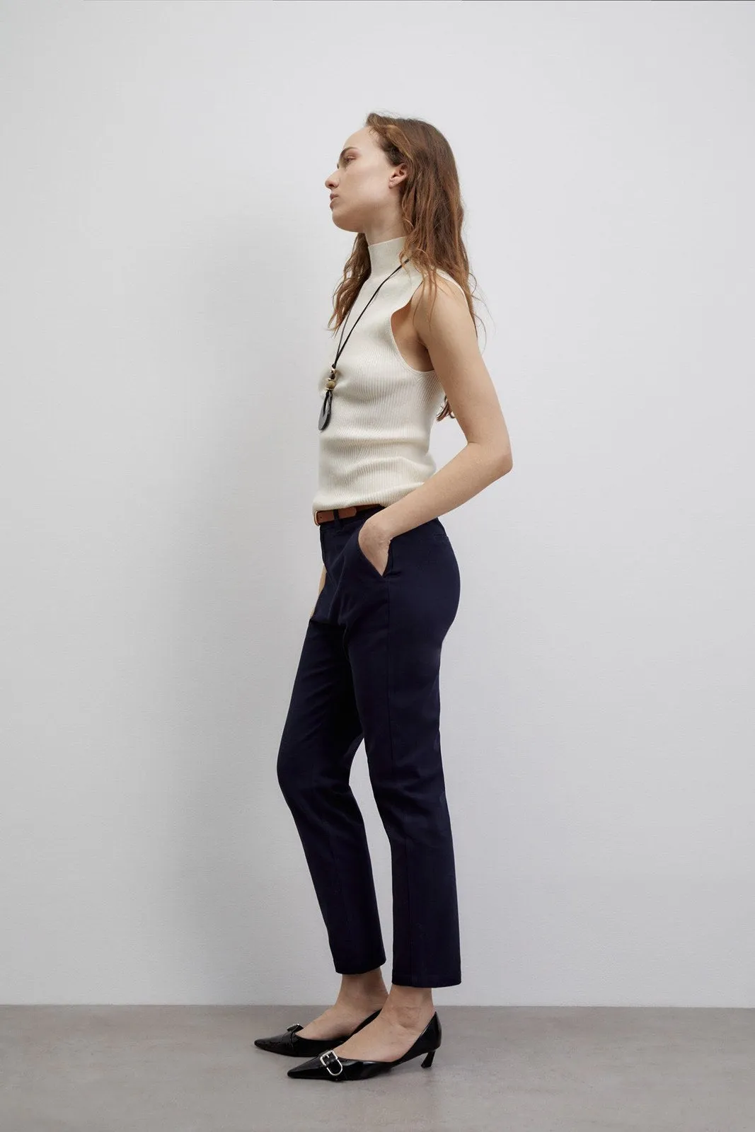 Belted chino trousers - Navy