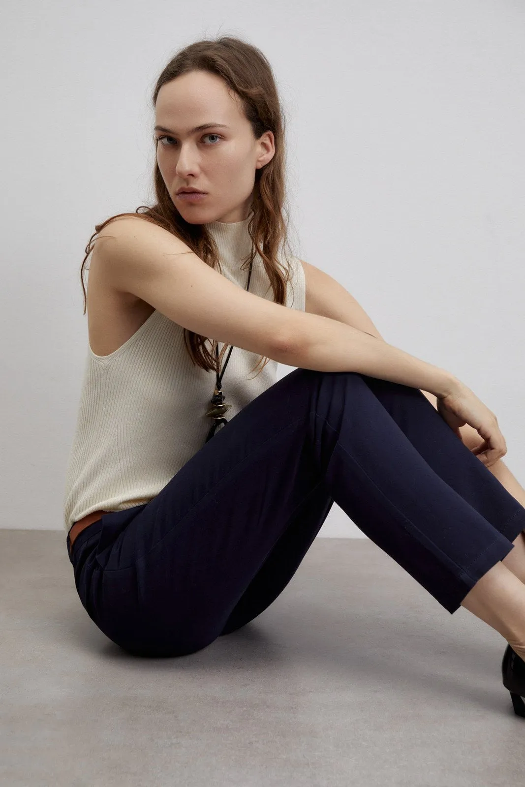 Belted chino trousers - Navy