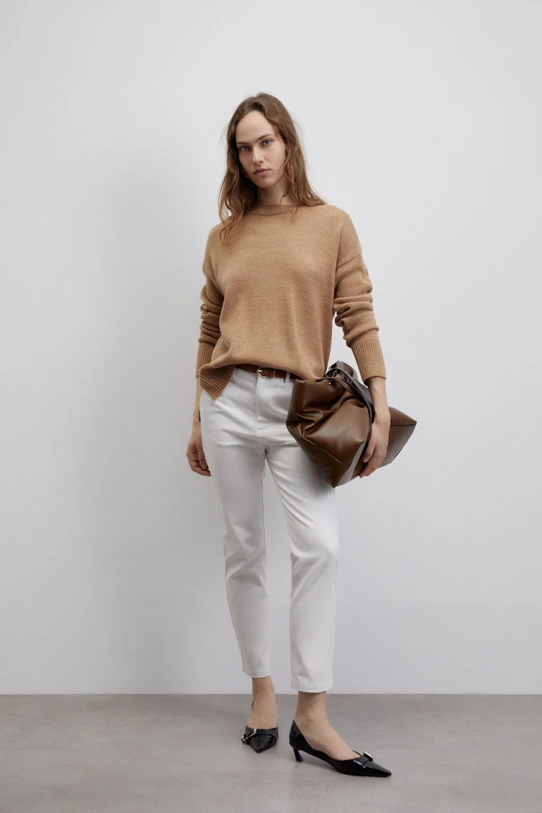 Belted chino trousers - White