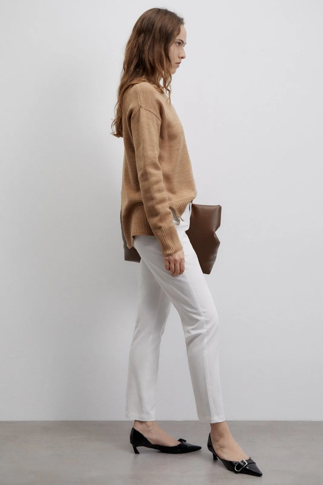 Belted chino trousers - White