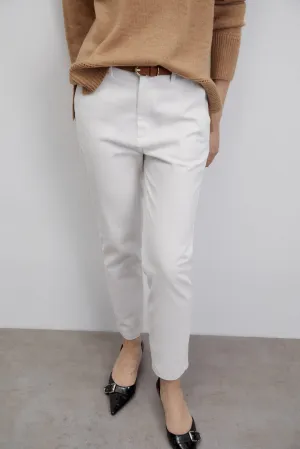 Belted chino trousers - White