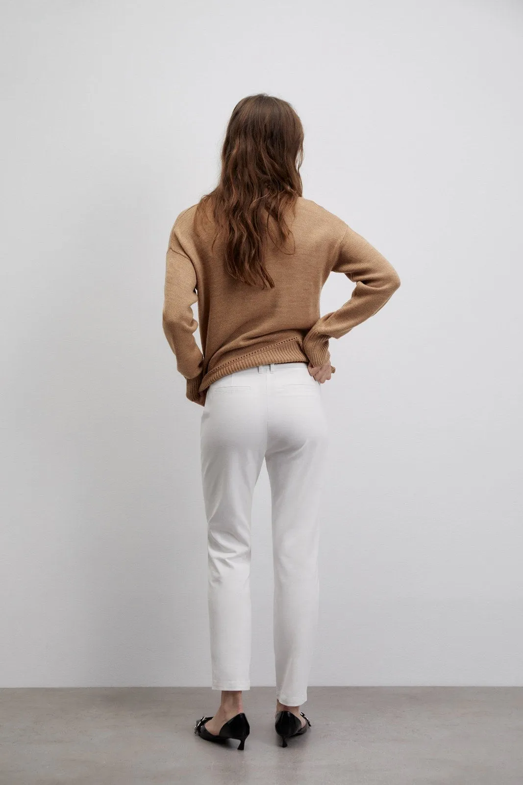 Belted chino trousers - White