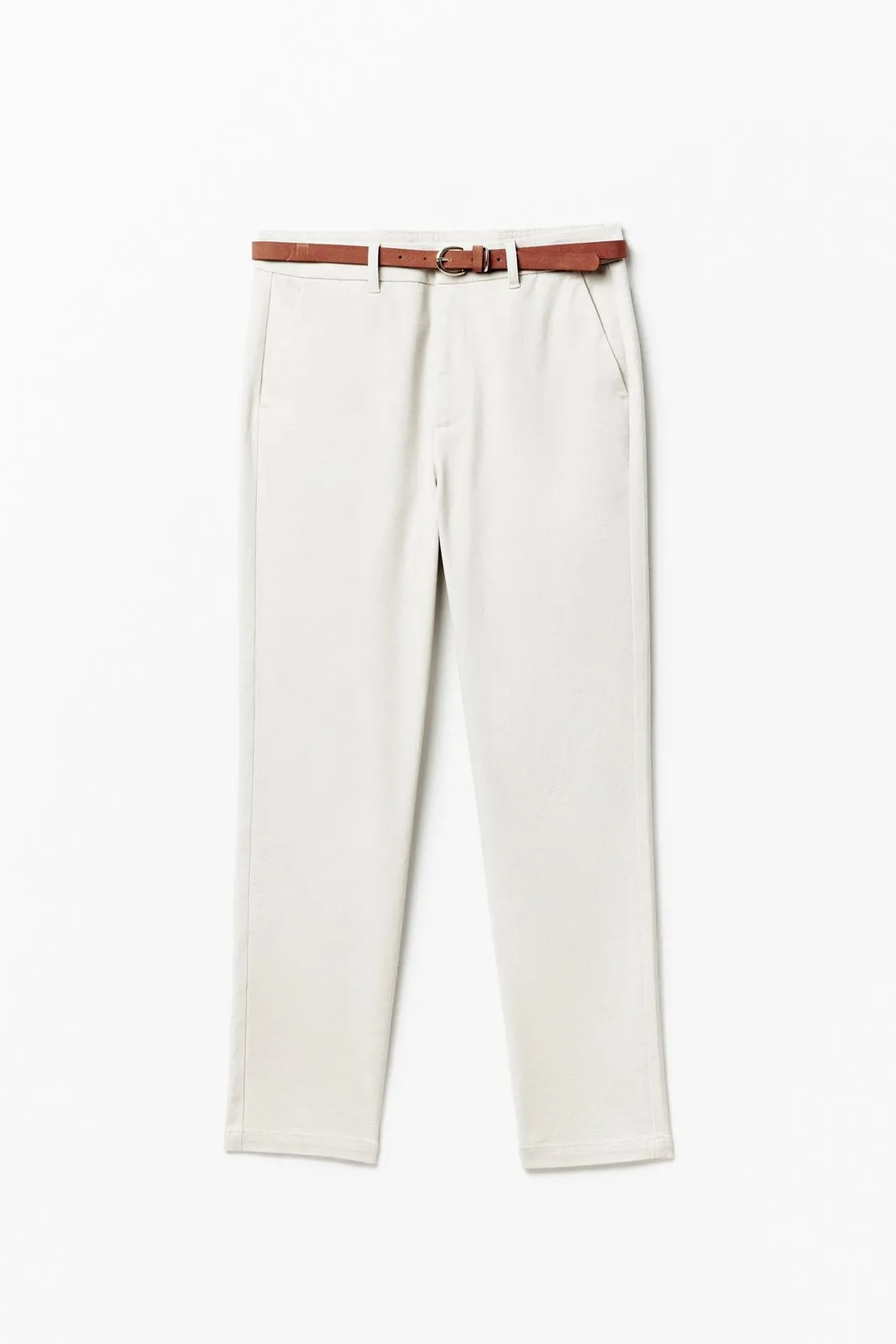 Belted chino trousers - White