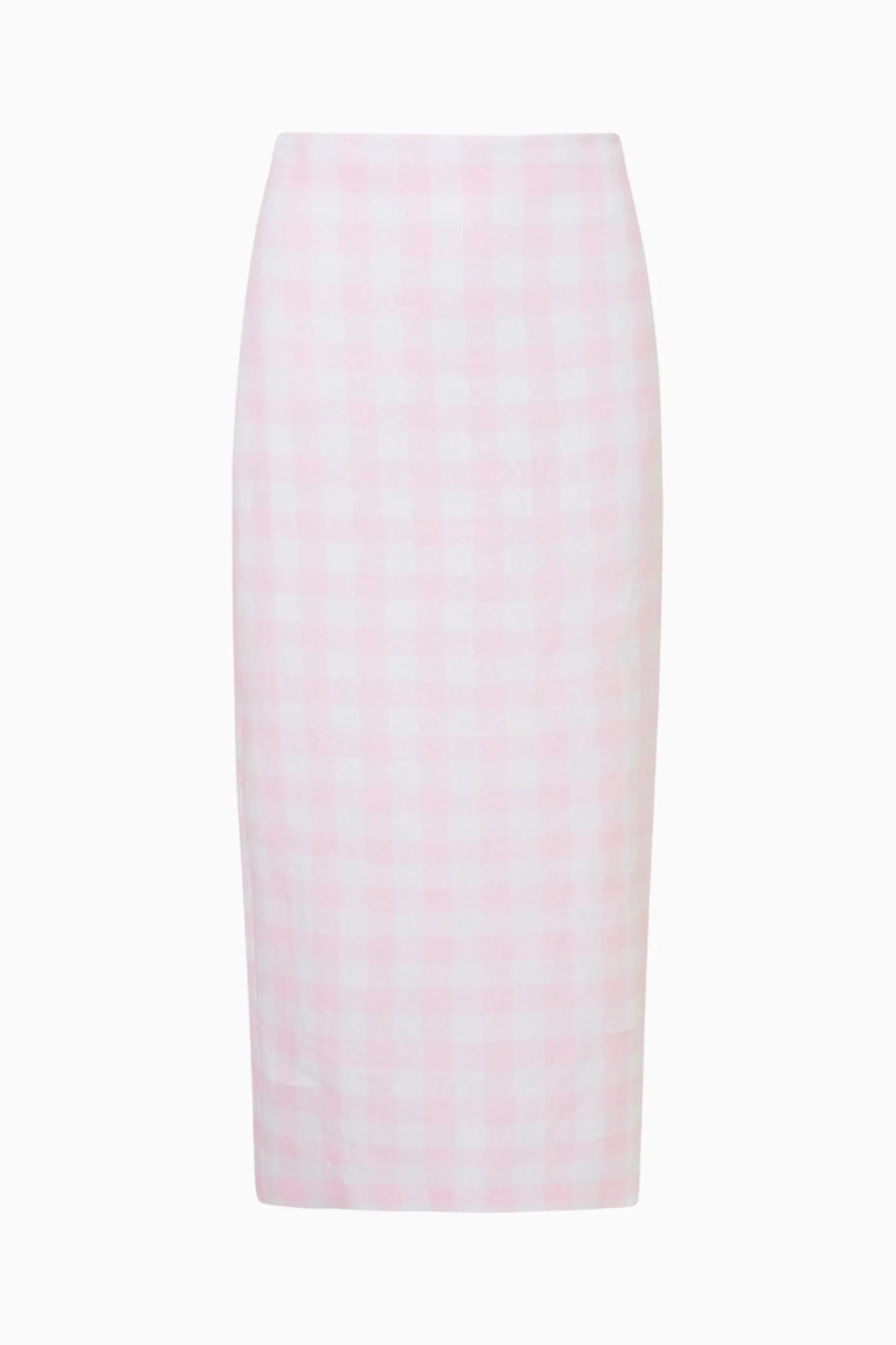 Biselle Linen Gingham Midi Skirt