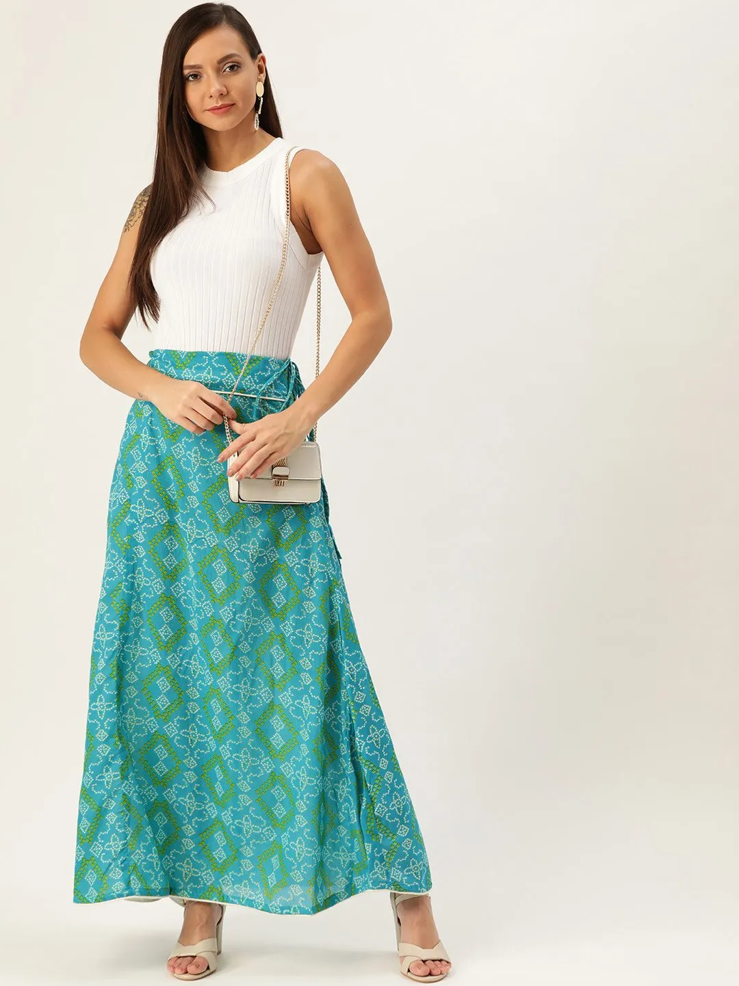 BLUE BANDHINI SKIRT