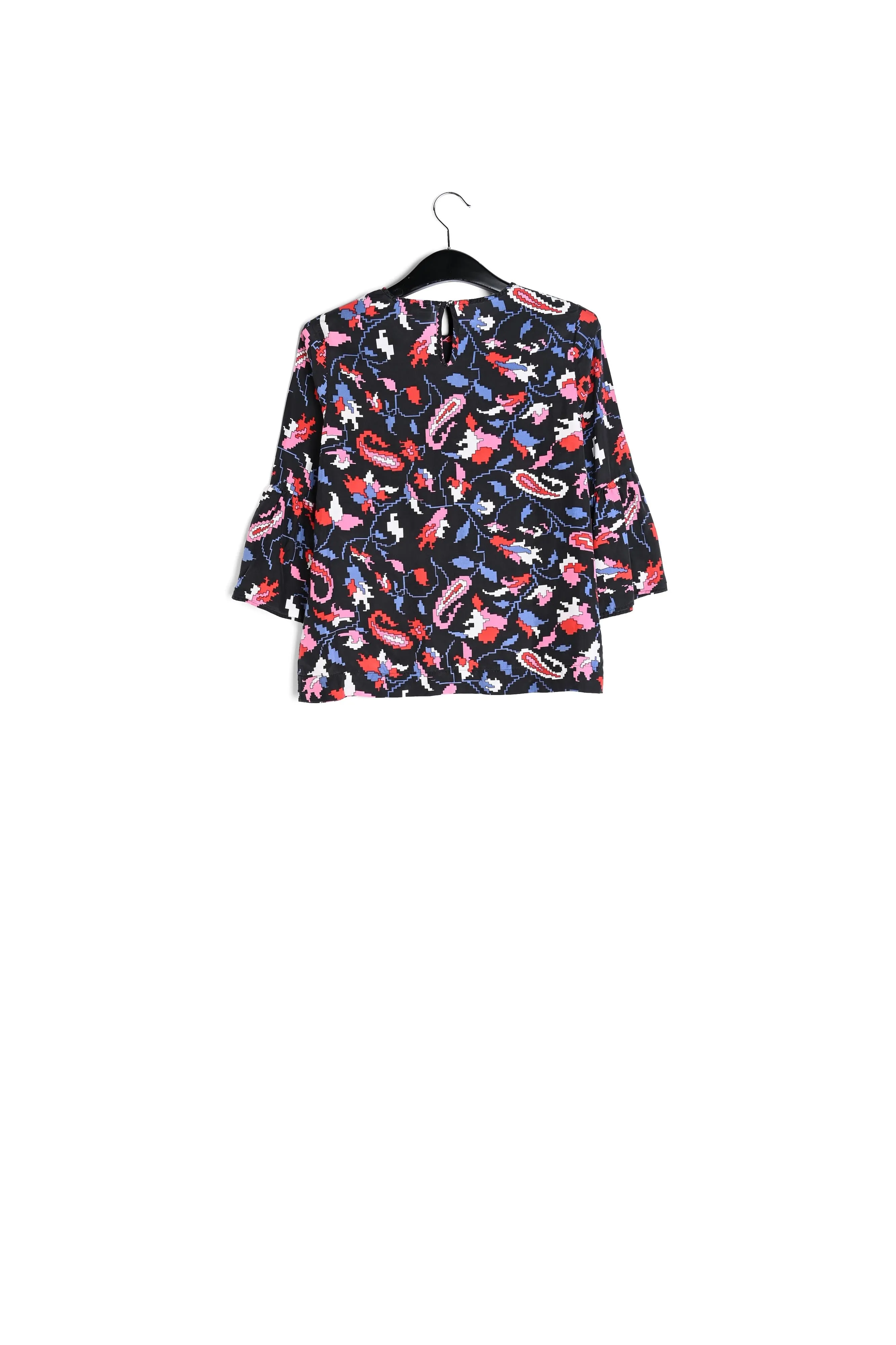 Blue silk Blouse with flower print