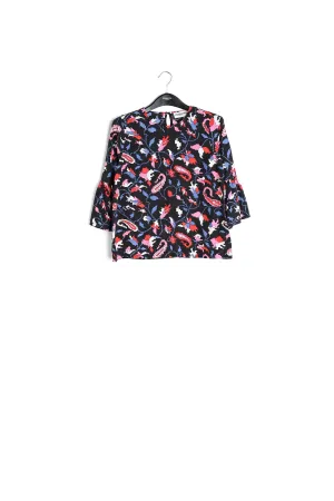 Blue silk Blouse with flower print