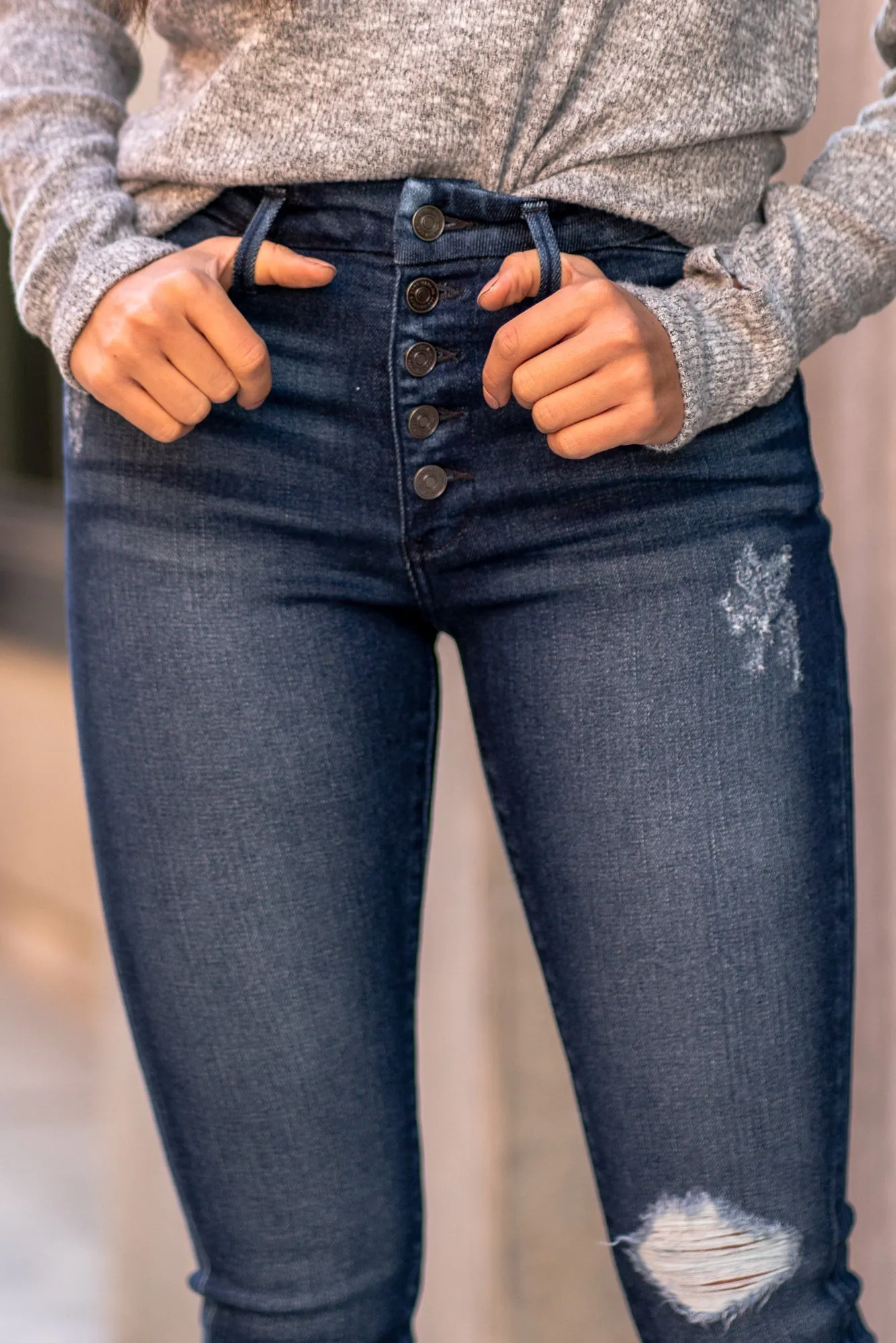 Castine Curvy High Rise Button Fly Skinny