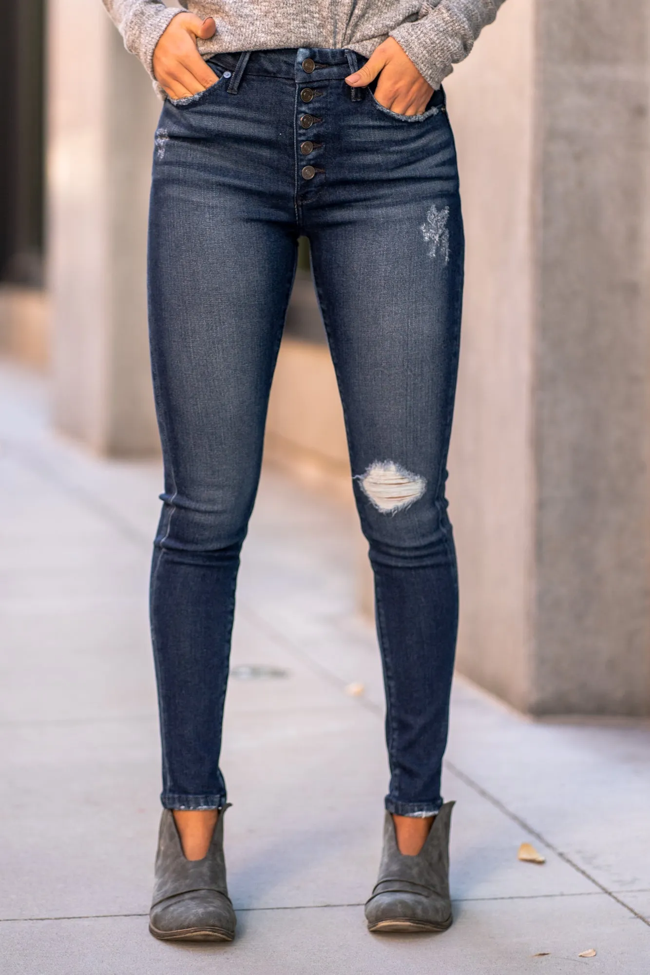 Castine Curvy High Rise Button Fly Skinny