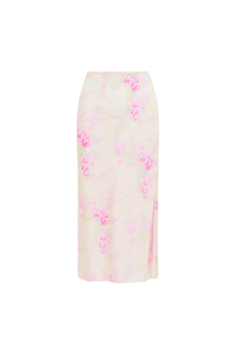 Castle Satin Floral Maxi Skirt
