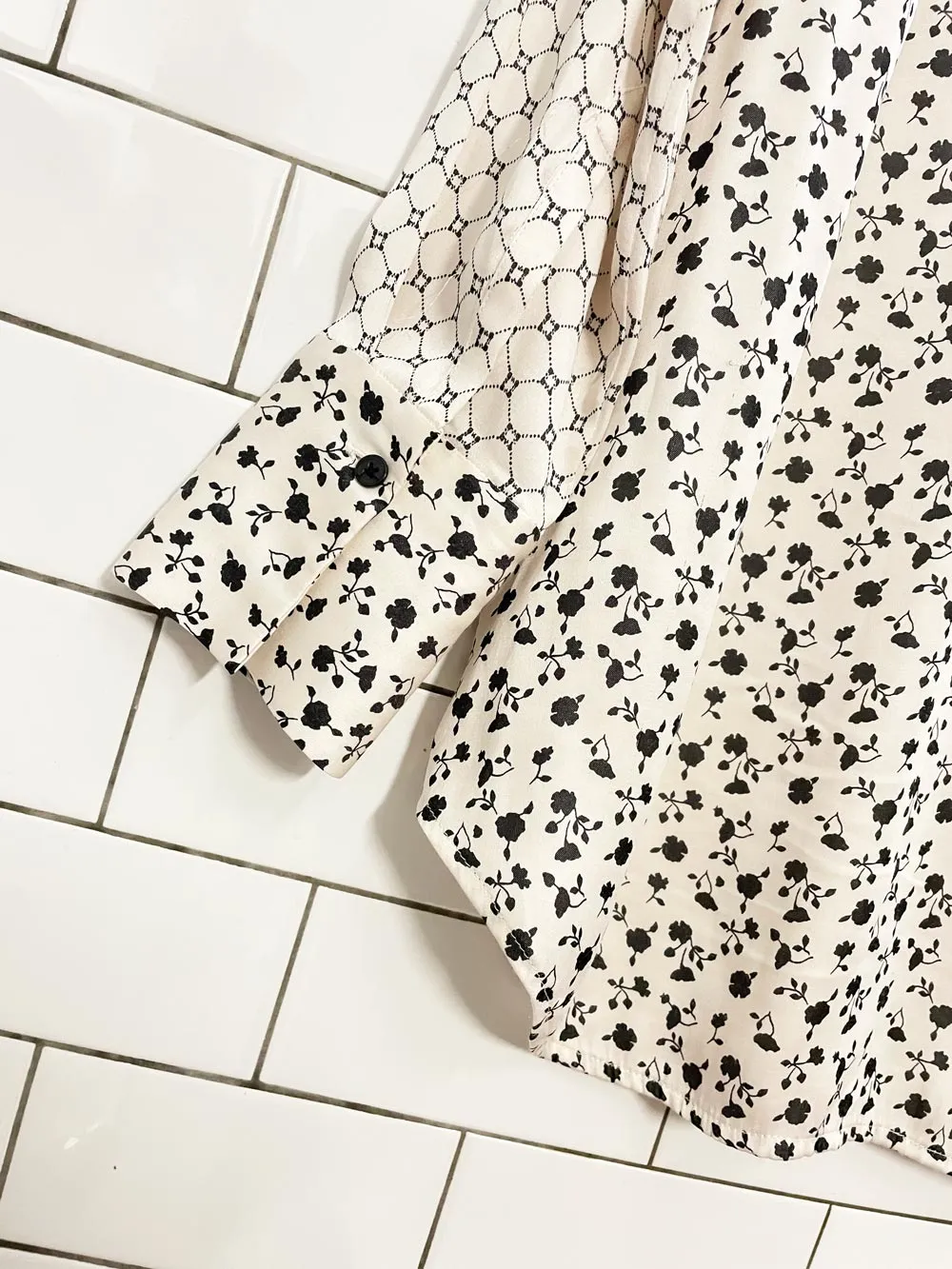 club monaco floral   diamond web satin shirt