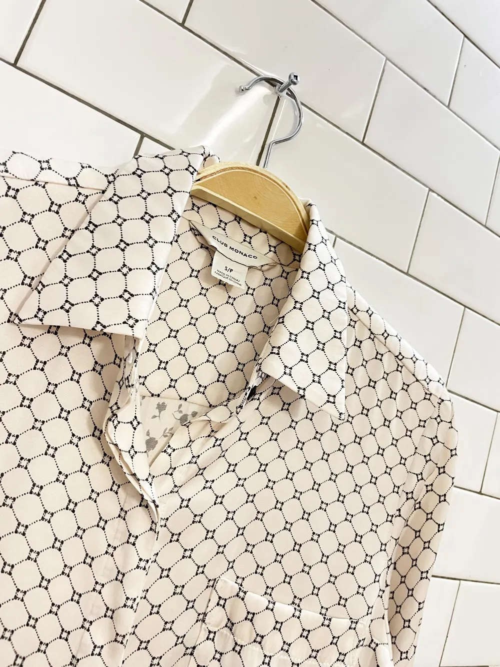 club monaco floral   diamond web satin shirt