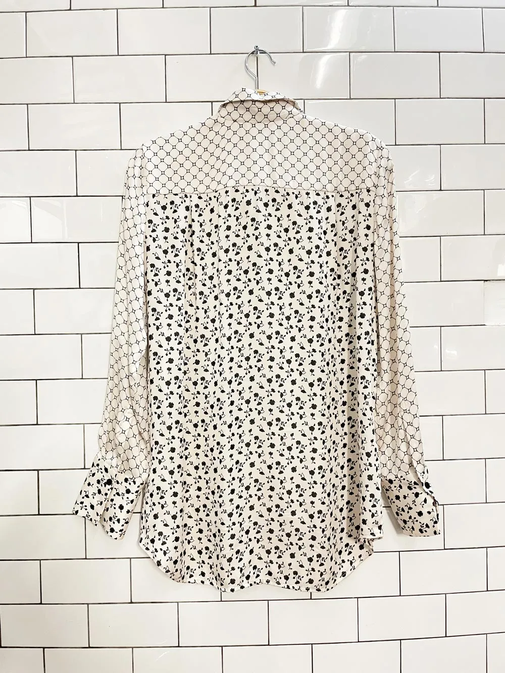 club monaco floral   diamond web satin shirt