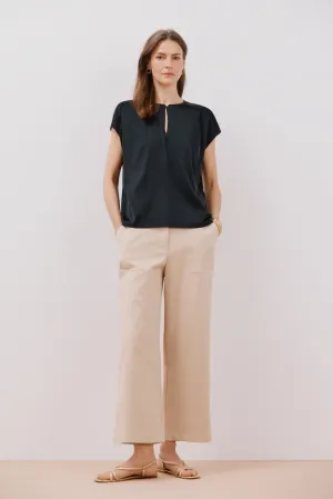 Combined Satin Top - Black