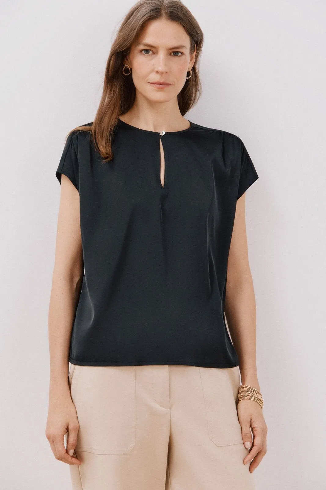 Combined Satin Top - Black