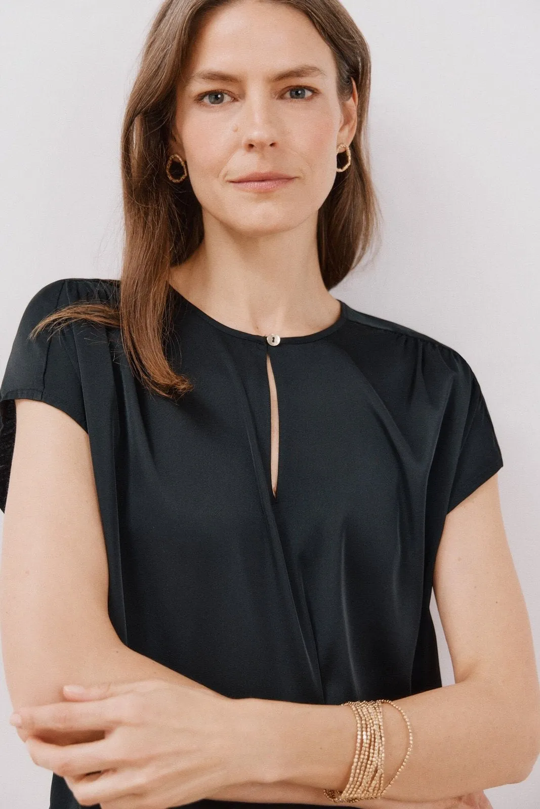Combined Satin Top - Black