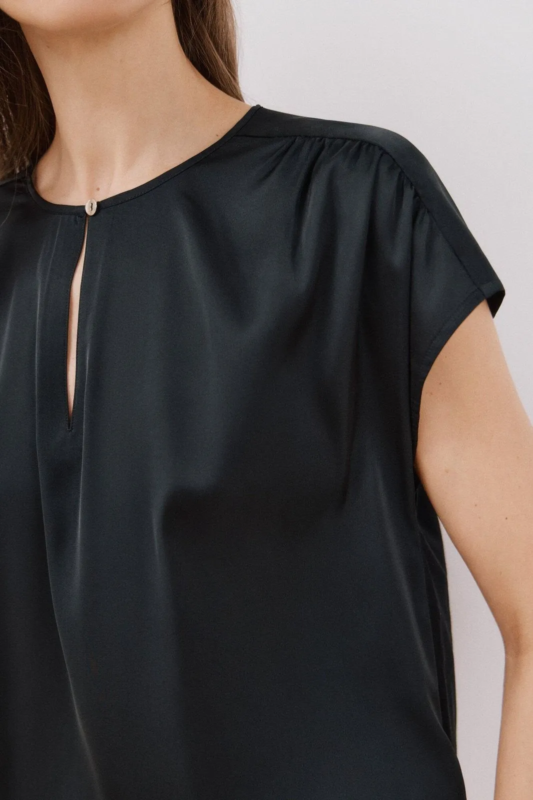 Combined Satin Top - Black