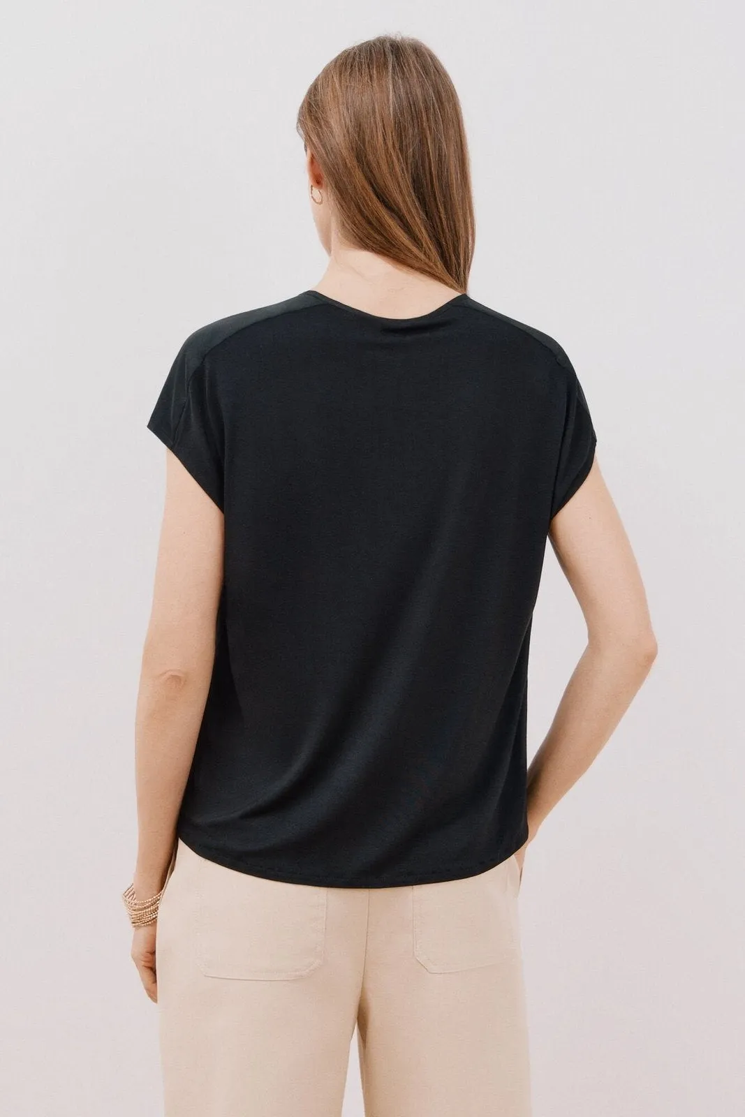 Combined Satin Top - Black