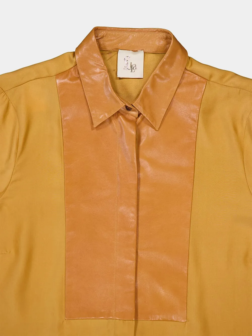 Cosmos Silk Shirt with Leather Bib