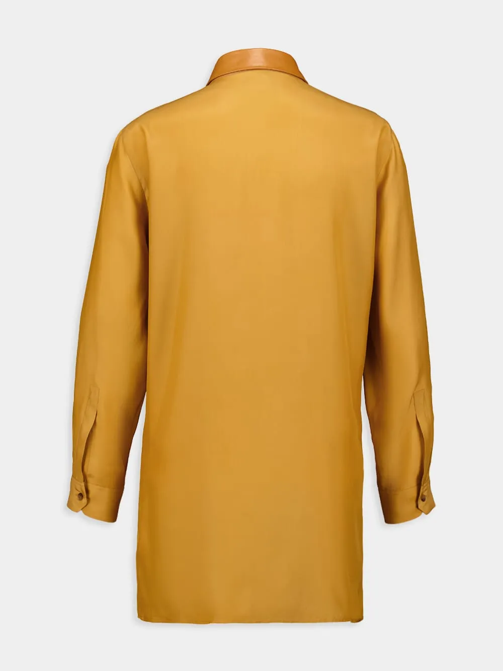 Cosmos Silk Shirt with Leather Bib