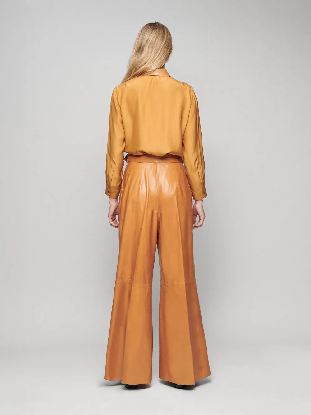 Cosmos Silk Shirt with Leather Bib