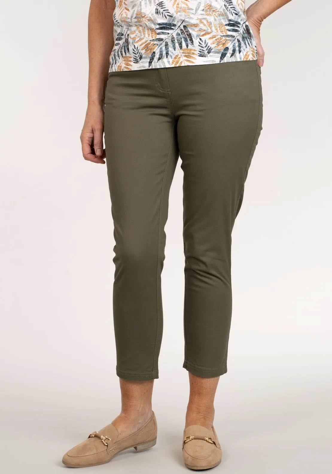 Cotton Chino Ankle Grazer - Green