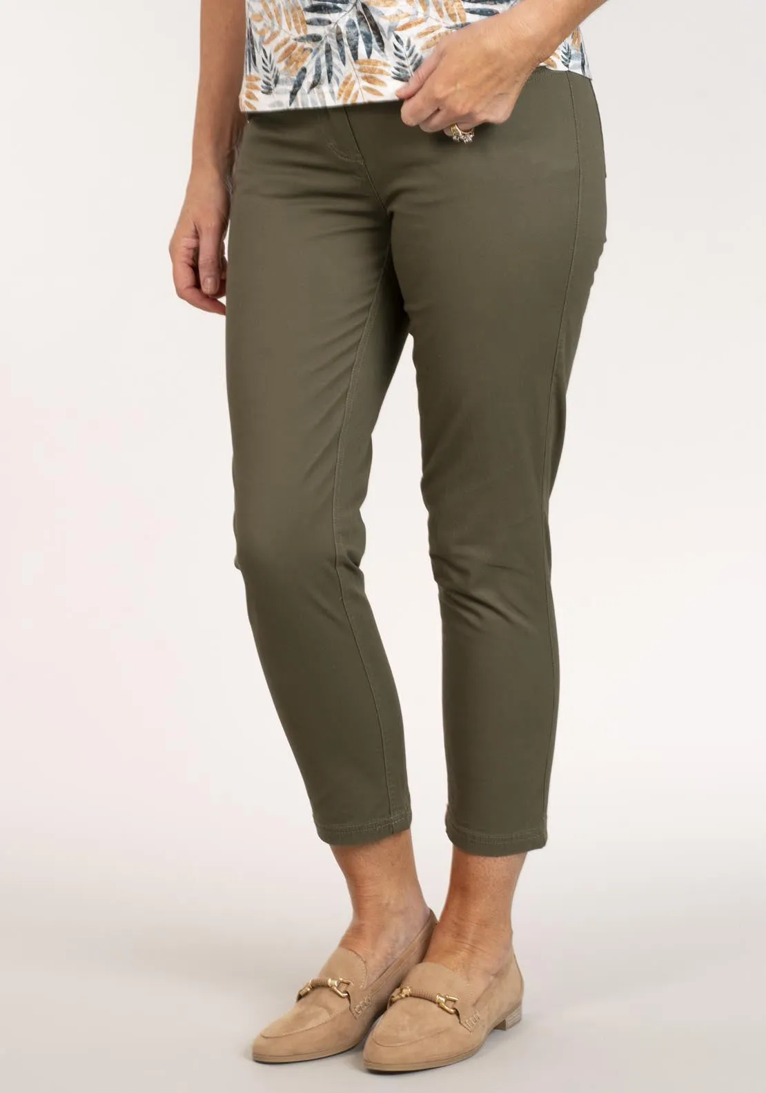 Cotton Chino Ankle Grazer - Green