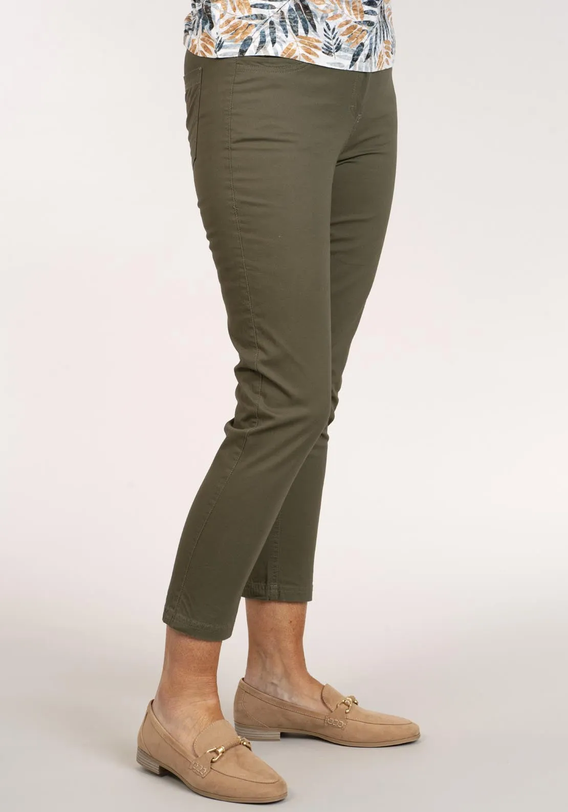 Cotton Chino Ankle Grazer - Green