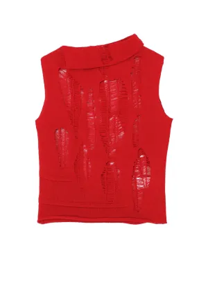 CRUSH PLAIN STITCH CRUSHED SLEEVELESS KNIT