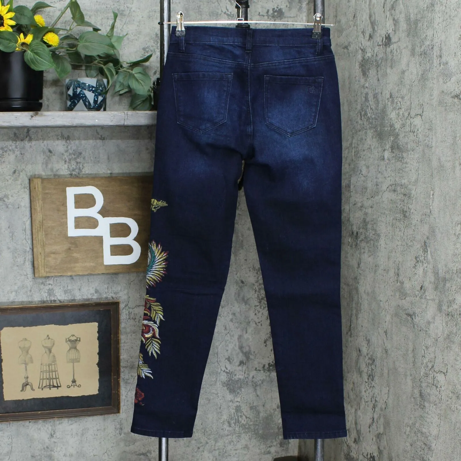 DG2 by Diane Gilman Women's Embroidered Peacock Jeans