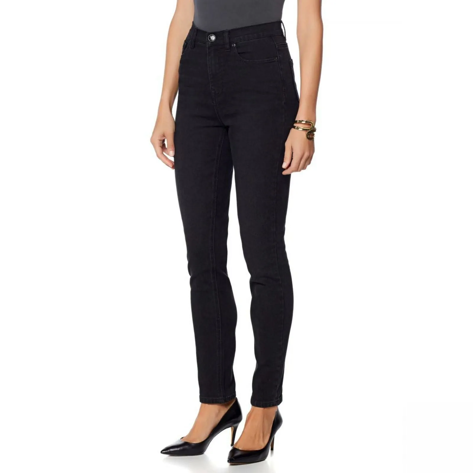 DG2 by Diane Gilman Women's Plus Size Virtual Stretch Skinny Jeans Black 22W