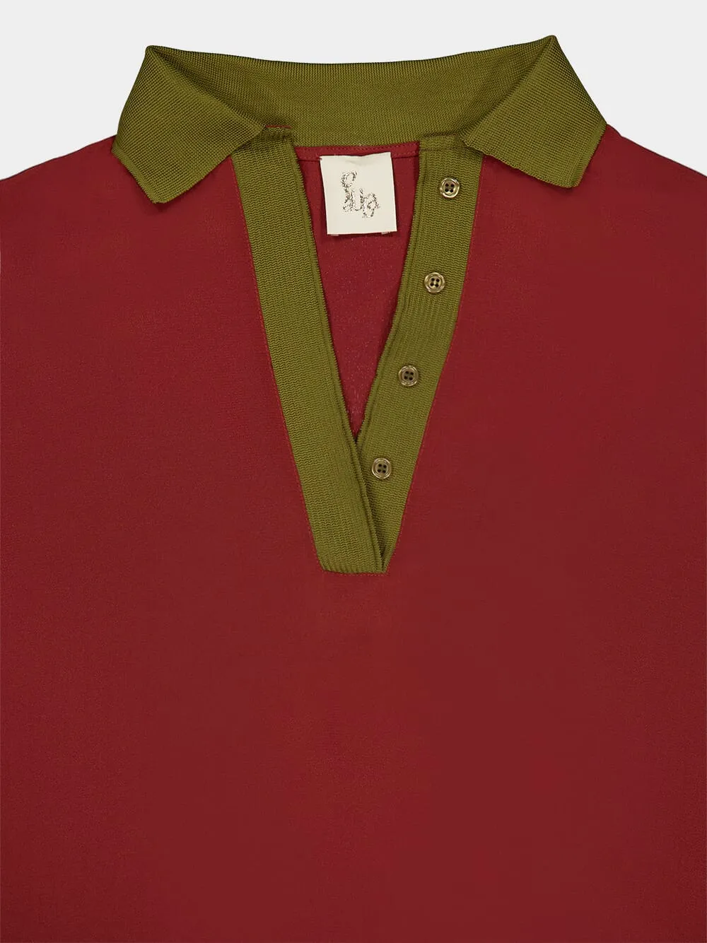 Diane Burgundy Silk V-Neck Longsleeve