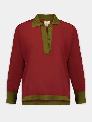Diane Burgundy Silk V-Neck Longsleeve
