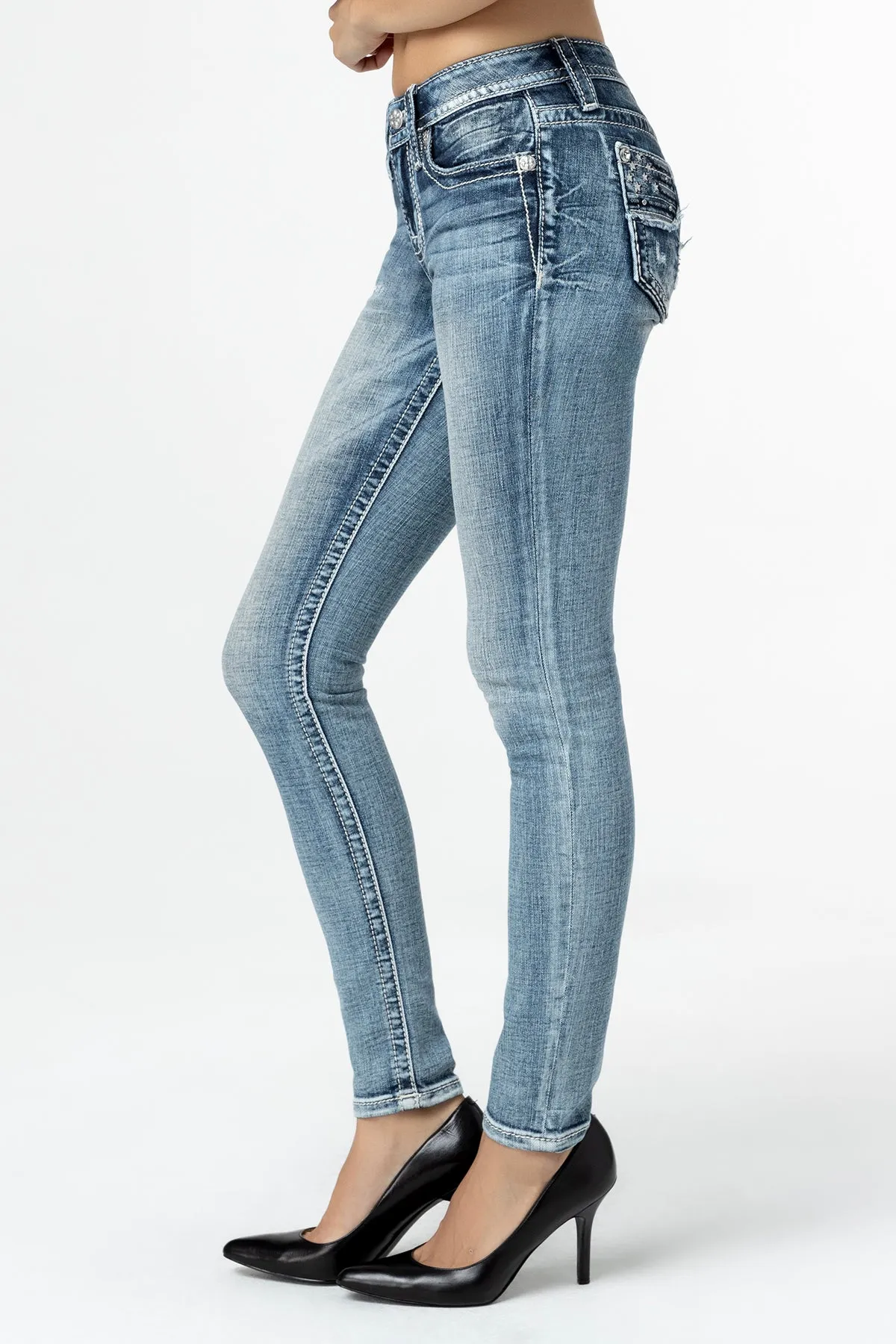 Distressed Americana Flag Skinny Jeans