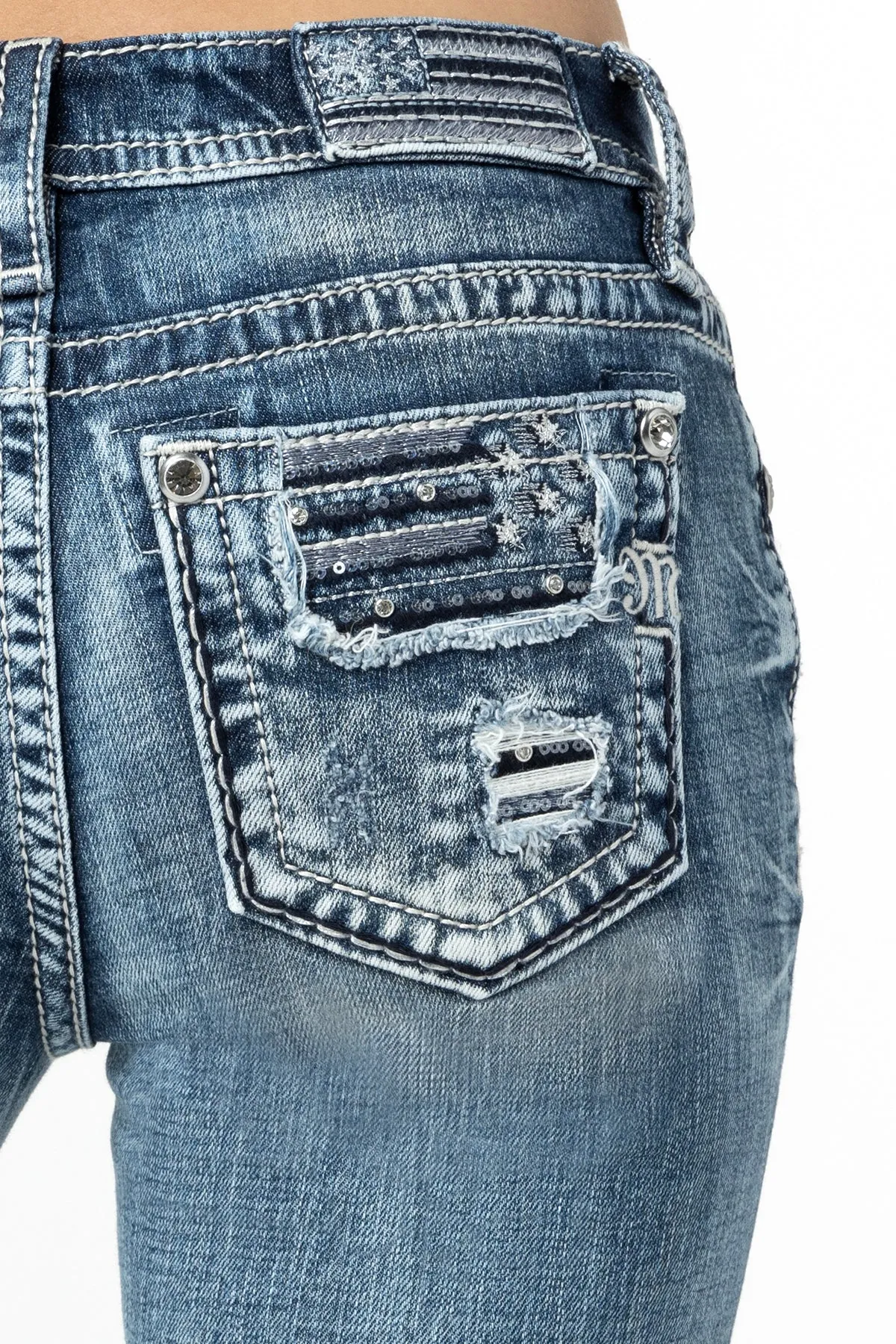 Distressed Americana Flag Skinny Jeans
