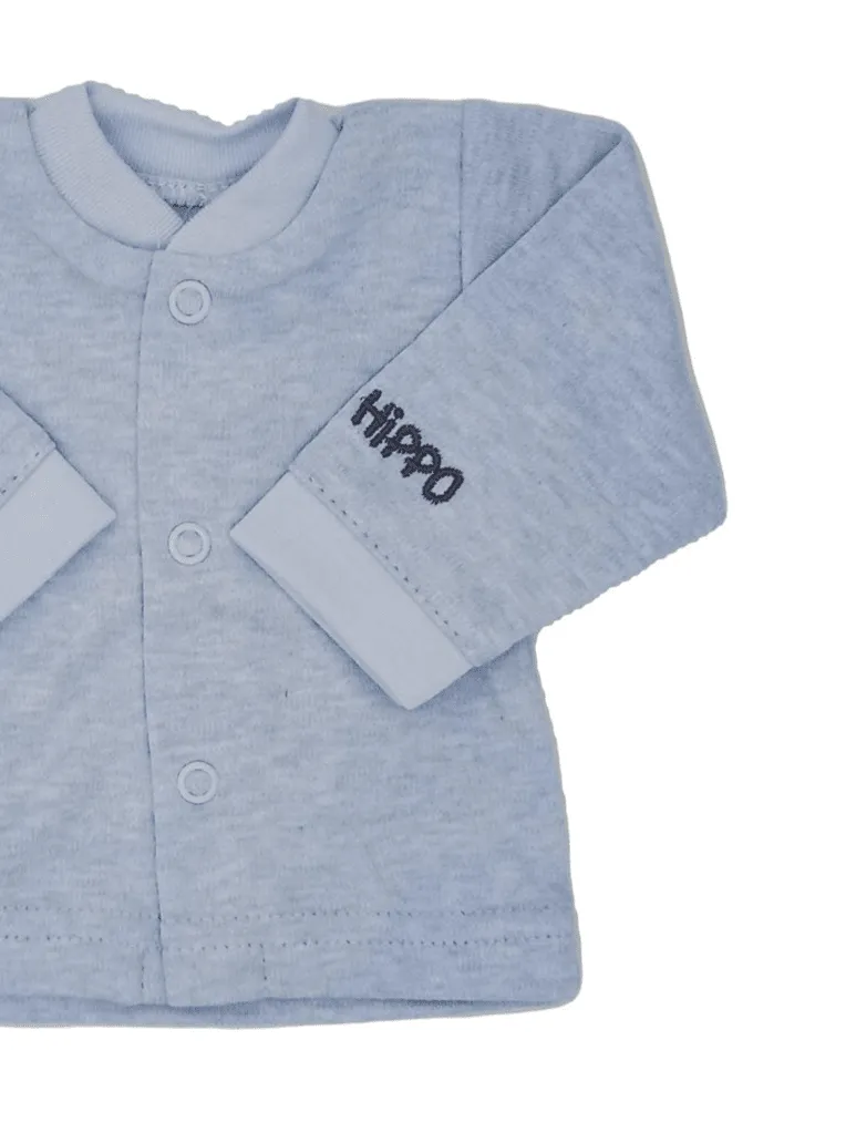 Early Baby Long Sleeved Top, Blue Hippo