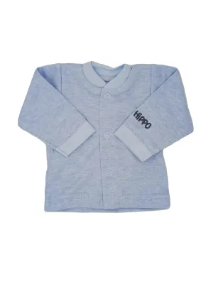 Early Baby Long Sleeved Top, Blue Hippo