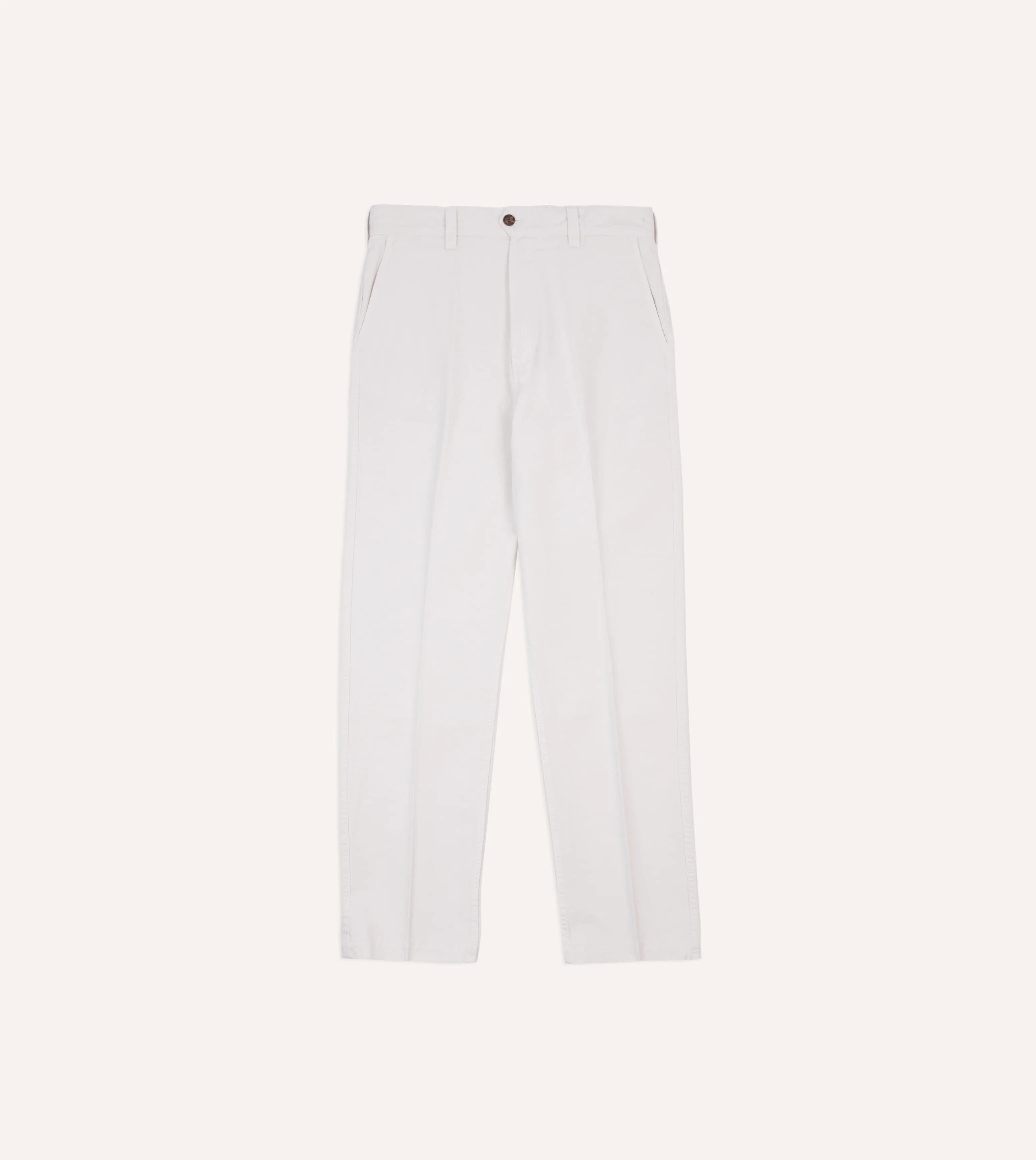 Ecru Cotton Flat Front Chino