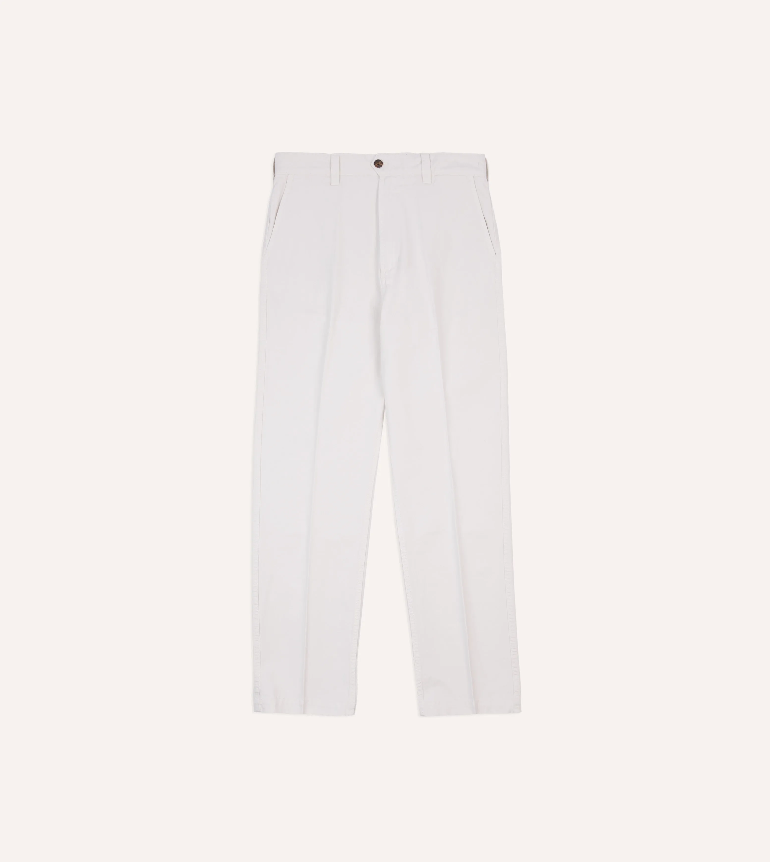 Ecru Cotton Flat Front Chino