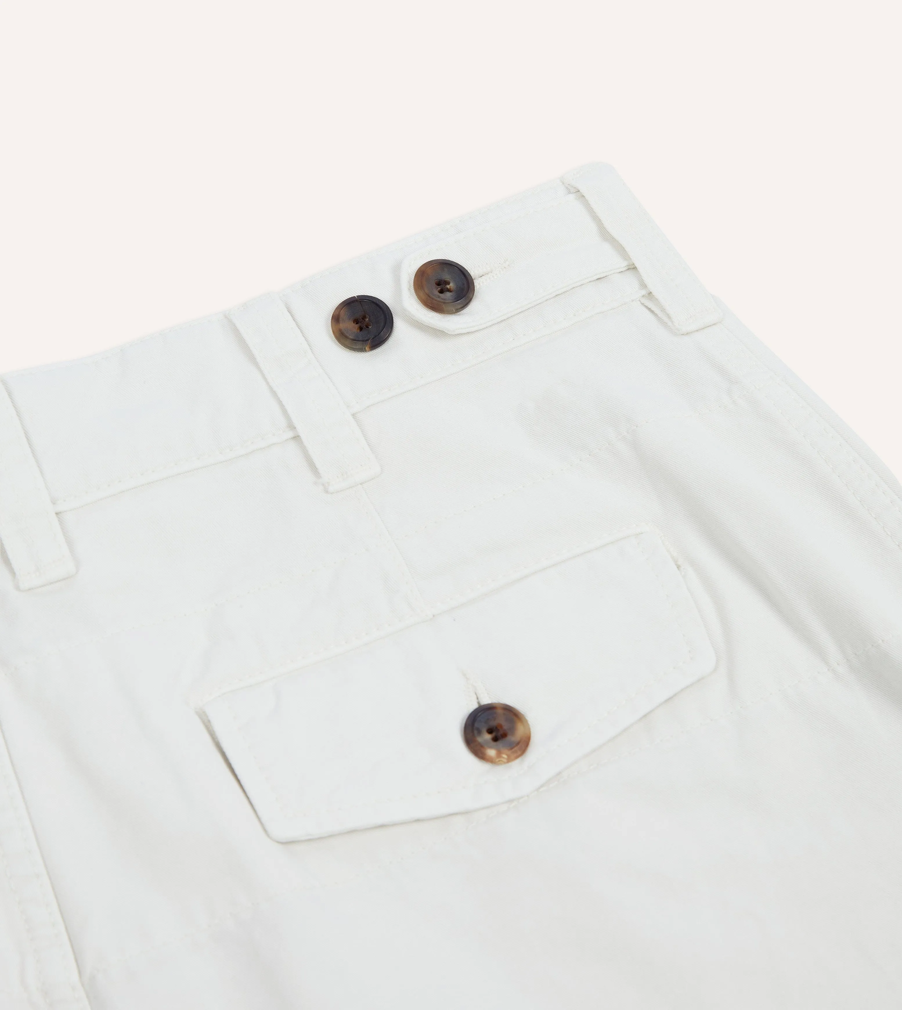 Ecru Cotton Flat Front Chino