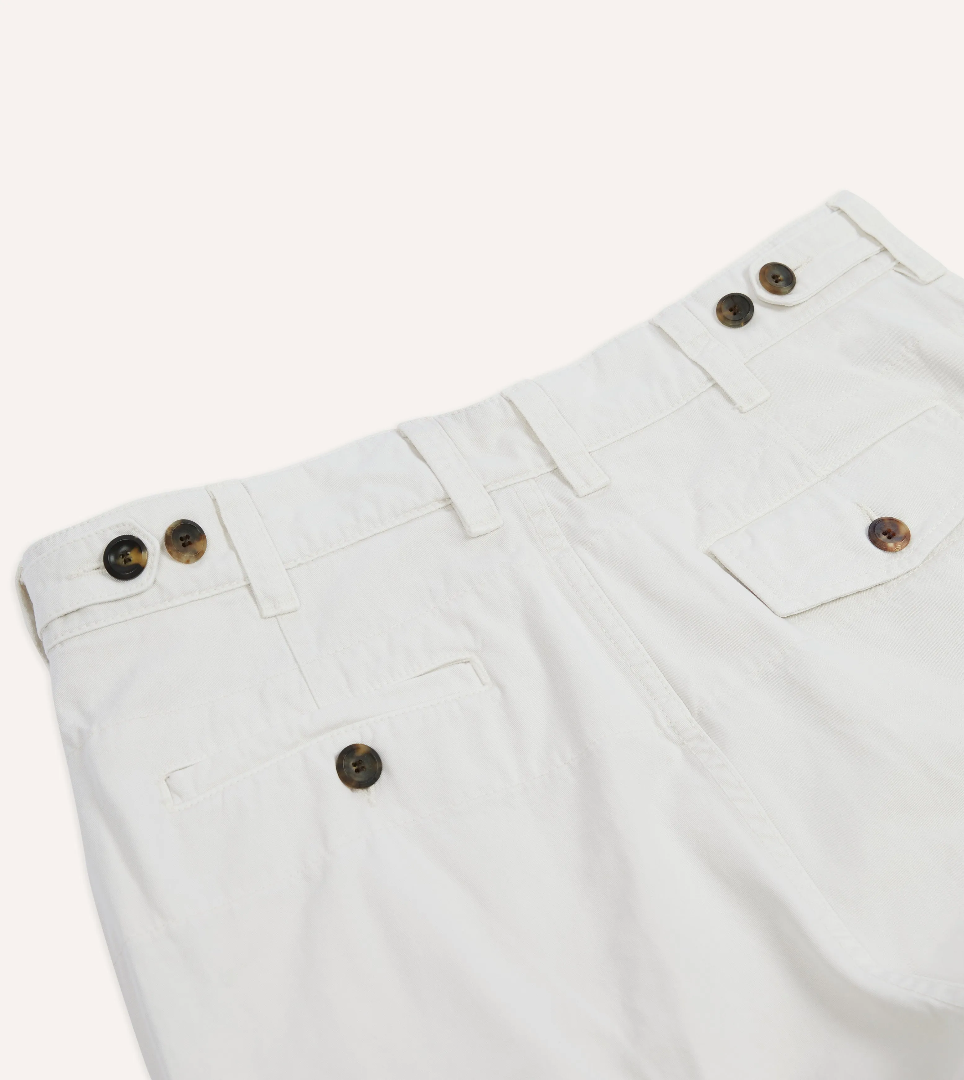 Ecru Cotton Flat Front Chino