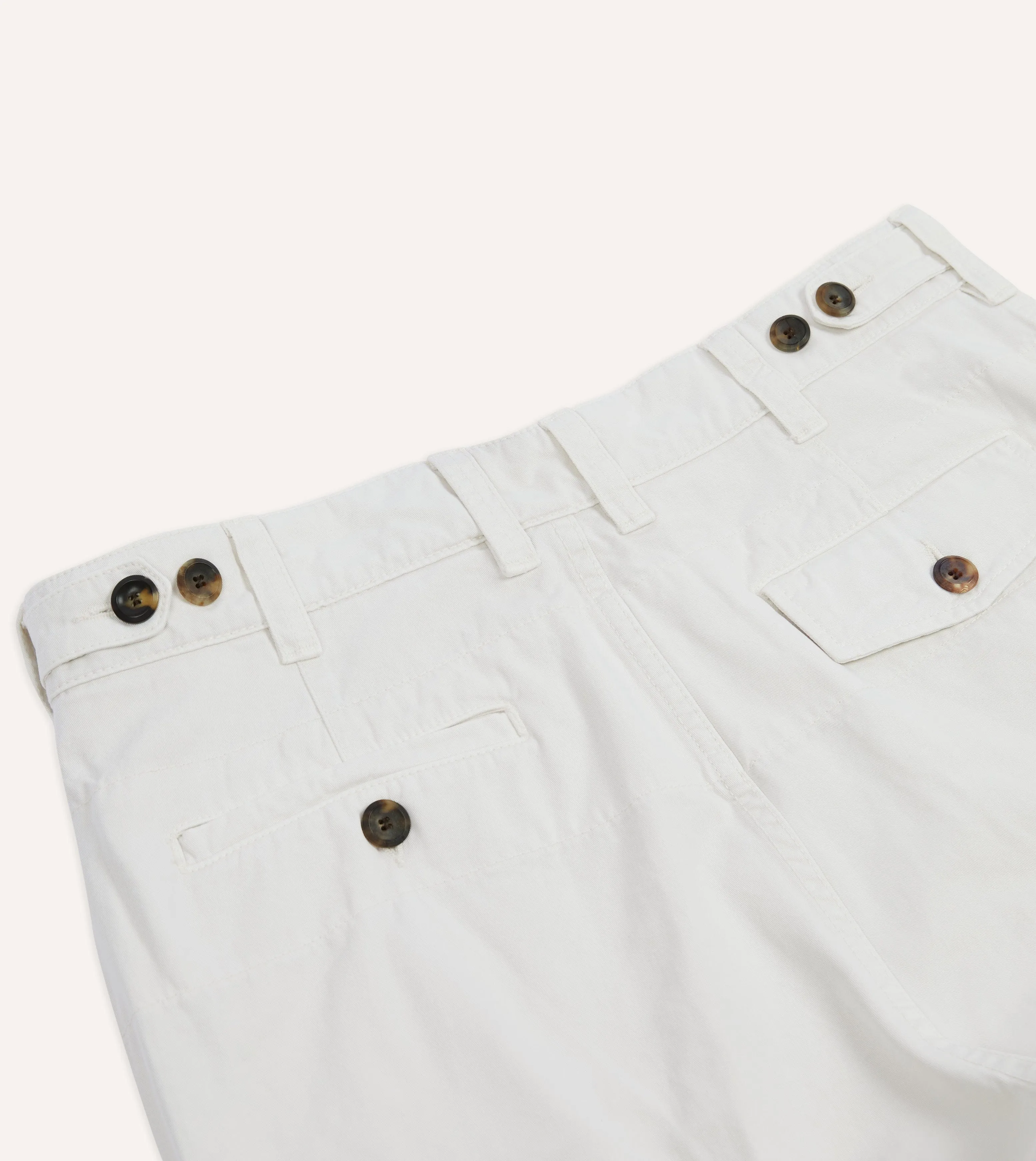 Ecru Cotton Flat Front Chino