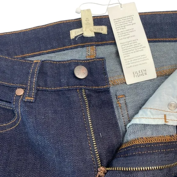 EILEEN FISHER Organic-Cotton Stretch Skinny Jeans Dark Wash size 2 - NWT